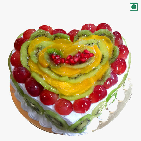 Eggless Fresh Fruit Heart Eggless Fresh Fruit Heart